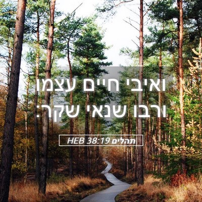 Picture 05 - תהלים 38:19 HEB - ואיבי חיים עצמו ורבו שנאי - Bible Verse Picture