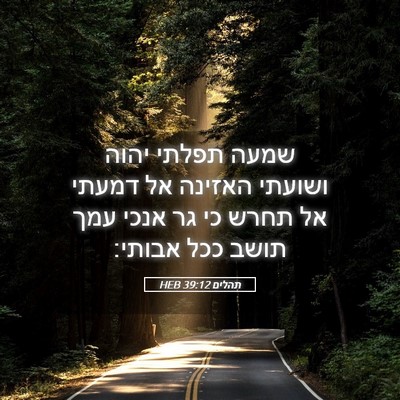 Picture 05 - תהלים 39:12 HEB - שמעה תפלתי יהוה ושועתי - Bible Verse Picture