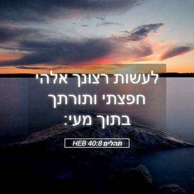 Picture 05 - תהלים 40:8 HEB - לעשות רצונך אלהי חפצתי - Bible Verse Picture