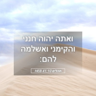 Picture 05 - תהלים 41:10 HEB - ואתה יהוה חנני והקימני - Bible Verse Picture