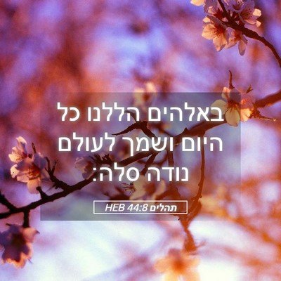 Picture 05 - תהלים 44:8 HEB - באלהים הללנו כל היום ושמך - Bible Verse Picture