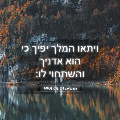 Picture 05 - תהלים 45:11 HEB - ויתאו המלך יפיך כי הוא - Bible Verse Picture