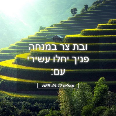Picture 05 - תהלים 45:12 HEB - ובת צר במנחה פניך יחלו - Bible Verse Picture