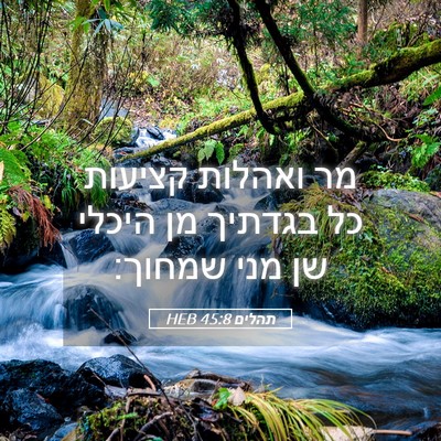 Picture 05 - תהלים 45:8 HEB - מר ואהלות קציעות כל בגדתיך - Bible Verse Picture