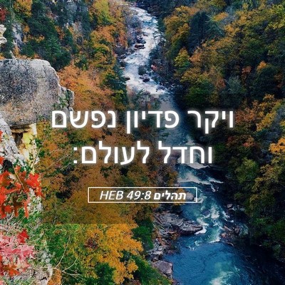 Picture 05 - תהלים 49:8 HEB - ויקר פדיון נפשם וחדל - Bible Verse Picture