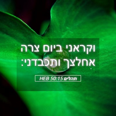 Picture 05 - תהלים 50:15 HEB - וקראני ביום צרה אחלצך - Bible Verse Picture