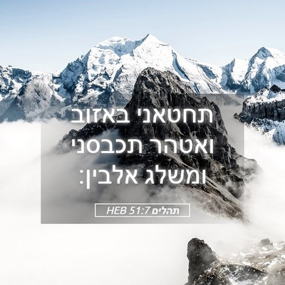 Picture 05 - תהלים 51:7 HEB - תחטאני באזוב ואטהר תכבסני - Bible Verse Picture