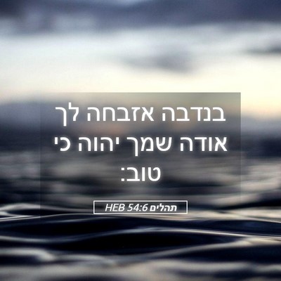 Picture 05 - תהלים 54:6 HEB - בנדבה אזבחה לך אודה שמך - Bible Verse Picture