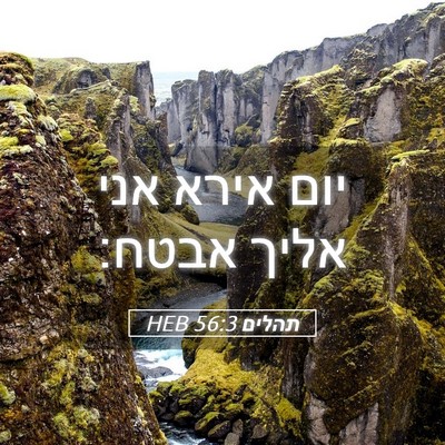 Picture 05 - תהלים 56:3 HEB - יום אירא אני אליך - Bible Verse Picture