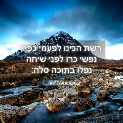 Picture 05 - תהלים 57:6 HEB - רשת הכינו לפעמי כפף נפשי - Bible Verse Picture