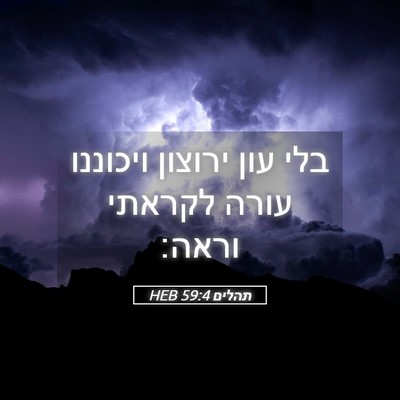 Picture 05 - תהלים 59:4 HEB - בלי עון ירוצון ויכוננו - Bible Verse Picture
