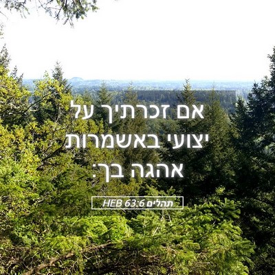 Picture 05 - תהלים 63:6 HEB - אם זכרתיך על יצועי באשמרות - Bible Verse Picture