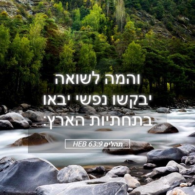 Picture 05 - תהלים 63:9 HEB - והמה לשואה יבקשו נפשי יבאו - Bible Verse Picture