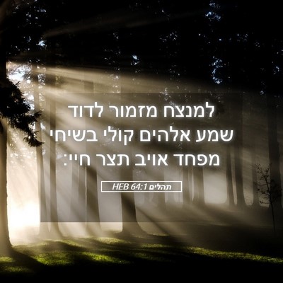 Picture 05 - תהלים 64:1 HEB - למנצח מזמור לדוד שמע אלהים - Bible Verse Picture