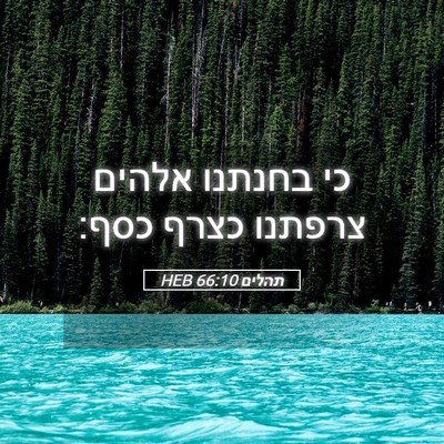 Picture 05 - תהלים 66:10 HEB - כי בחנתנו אלהים צרפתנו - Bible Verse Picture