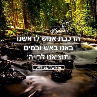 Picture 05 - תהלים 66:12 HEB - הרכבת אנוש לראשנו באנו באש - Bible Verse Picture