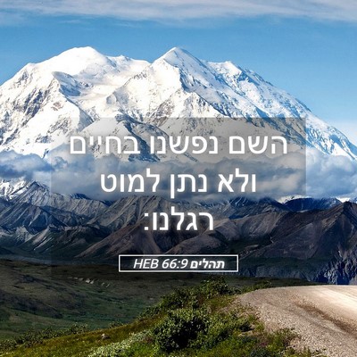 Picture 05 - תהלים 66:9 HEB - השם נפשנו בחיים ולא נתן - Bible Verse Picture