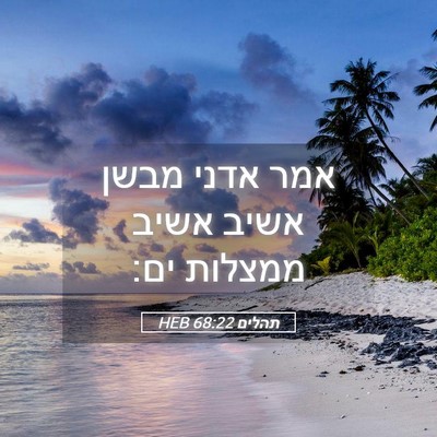 Picture 05 - תהלים 68:22 HEB - אמר אדני מבשן אשיב אשיב - Bible Verse Picture