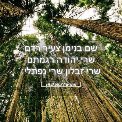 Picture 05 - תהלים 68:27 HEB - שם בנימן צעיר רדם שרי יהודה - Bible Verse Picture