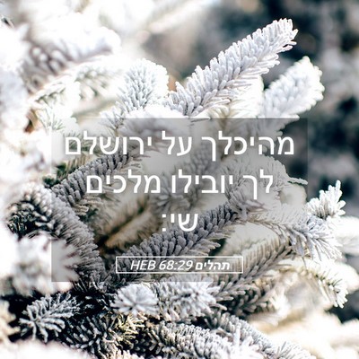 Picture 05 - תהלים 68:29 HEB - מהיכלך על ירושלם לך יובילו - Bible Verse Picture