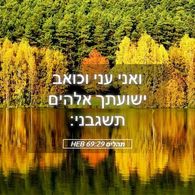 Picture 05 - תהלים 69:29 HEB - ואני עני וכואב ישועתך - Bible Verse Picture