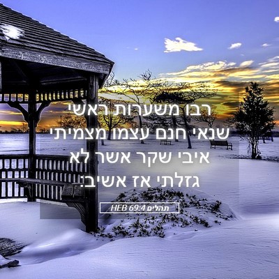 Picture 05 - תהלים 69:4 HEB - רבו משערות ראשי שנאי חנם - Bible Verse Picture