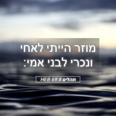 Picture 05 - תהלים 69:8 HEB - מוזר הייתי לאחי ונכרי לבני - Bible Verse Picture