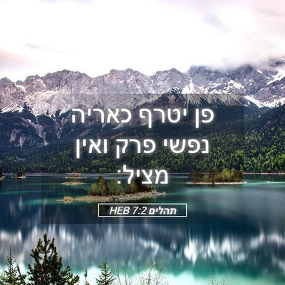 Picture 05 - תהלים 7:2 HEB - פן יטרף כאריה נפשי פרק ואין - Bible Verse Picture