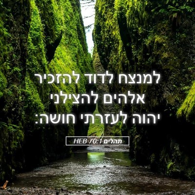 Picture 05 - תהלים 70:1 HEB - למנצח לדוד להזכיר אלהים - Bible Verse Picture