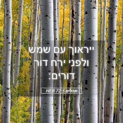 Picture 05 - תהלים 72:5 HEB - ייראוך עם שמש ולפני ירח דור - Bible Verse Picture