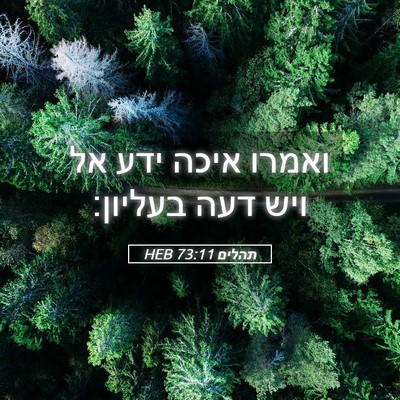 Picture 05 - תהלים 73:11 HEB - ואמרו איכה ידע אל ויש דעה - Bible Verse Picture