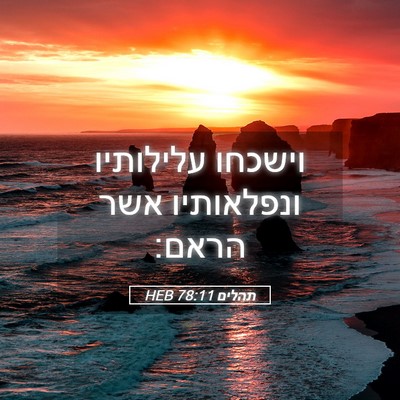 Picture 05 - תהלים 78:11 HEB - וישכחו עלילותיו ונפלאותיו - Bible Verse Picture