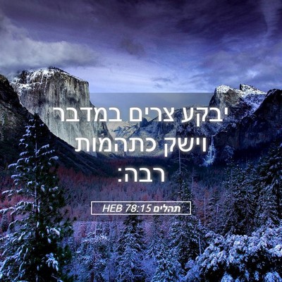 Picture 05 - תהלים 78:15 HEB - יבקע צרים במדבר וישק - Bible Verse Picture