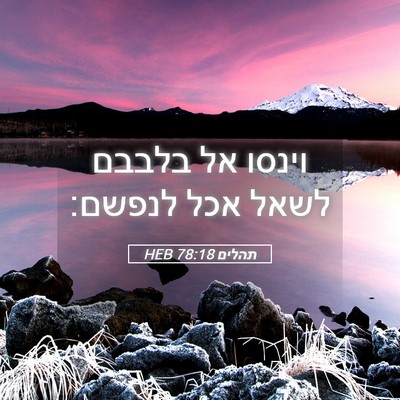 Picture 05 - תהלים 78:18 HEB - וינסו אל בלבבם לשאל אכל - Bible Verse Picture