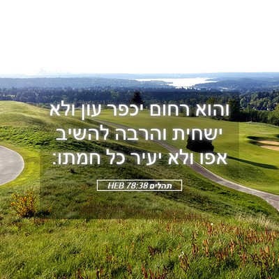 Picture 05 - תהלים 78:38 HEB - והוא רחום יכפר עון ולא - Bible Verse Picture