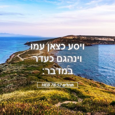Picture 05 - תהלים 78:52 HEB - ויסע כצאן עמו וינהגם כעדר - Bible Verse Picture