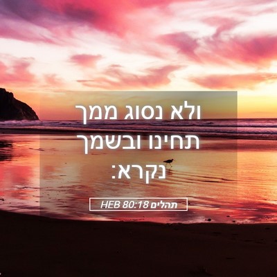 Picture 05 - תהלים 80:18 HEB - ולא נסוג ממך תחינו ובשמך - Bible Verse Picture