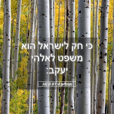 Picture 05 - תהלים 81:4 HEB - כי חק לישראל הוא משפט לאלהי - Bible Verse Picture