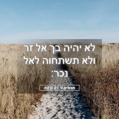 Picture 05 - תהלים 81:9 HEB - לא יהיה בך אל זר ולא תשתחוה - Bible Verse Picture