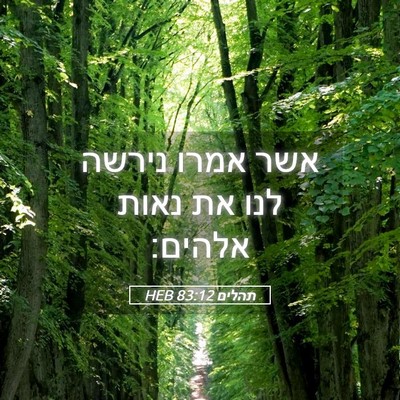 Picture 05 - תהלים 83:12 HEB - אשר אמרו נירשה לנו את נאות - Bible Verse Picture