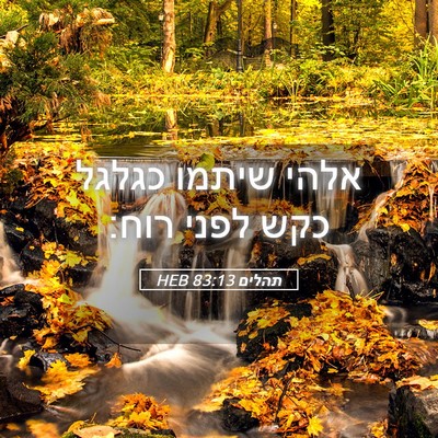 Picture 05 - תהלים 83:13 HEB - אלהי שיתמו כגלגל כקש לפני - Bible Verse Picture