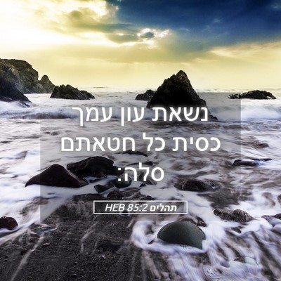 Picture 05 - תהלים 85:2 HEB - נשאת עון עמך כסית כל חטאתם - Bible Verse Picture