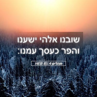 Picture 05 - תהלים 85:4 HEB - שובנו אלהי ישענו והפר כעסך - Bible Verse Picture