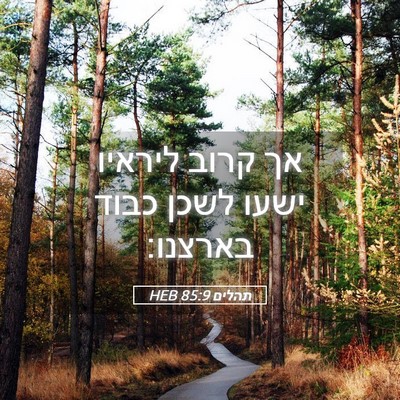 Picture 05 - תהלים 85:9 HEB - אך קרוב ליראיו ישעו לשכן - Bible Verse Picture