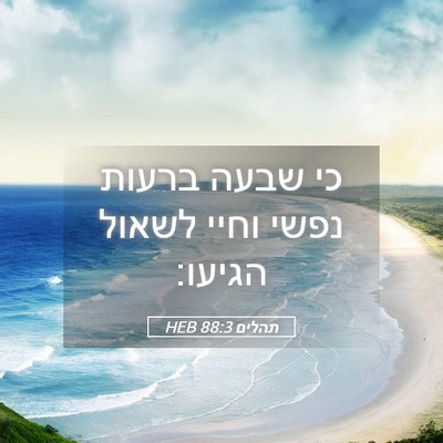 Picture 05 - תהלים 88:3 HEB - כי שבעה ברעות נפשי וחיי - Bible Verse Picture