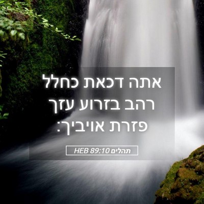 Picture 05 - תהלים 89:10 HEB - אתה דכאת כחלל רהב בזרוע עזך - Bible Verse Picture