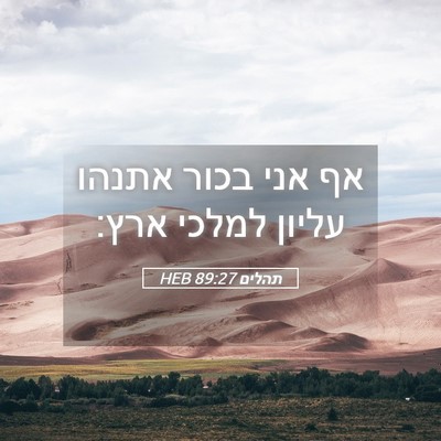 Picture 05 - תהלים 89:27 HEB - אף אני בכור אתנהו עליון - Bible Verse Picture