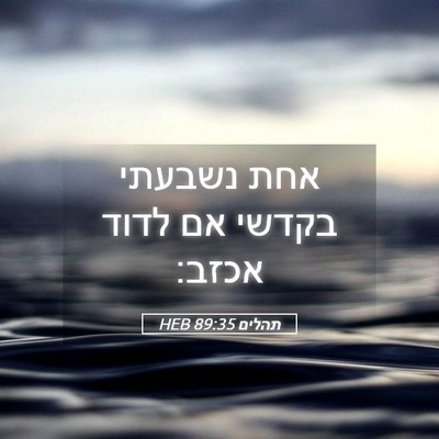 Picture 05 - תהלים 89:35 HEB - אחת נשבעתי בקדשי אם לדוד - Bible Verse Picture