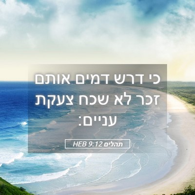 Picture 05 - תהלים 9:12 HEB - כי דרש דמים אותם זכר לא שכח - Bible Verse Picture