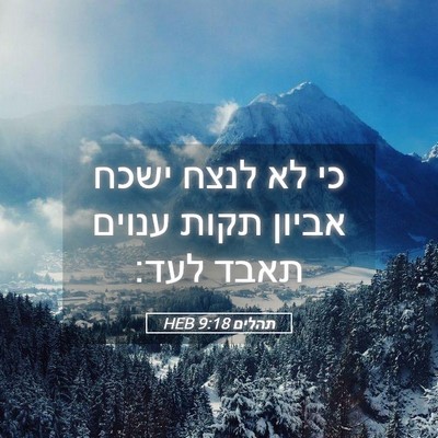 Picture 05 - תהלים 9:18 HEB - כי לא לנצח ישכח אביון תקות - Bible Verse Picture